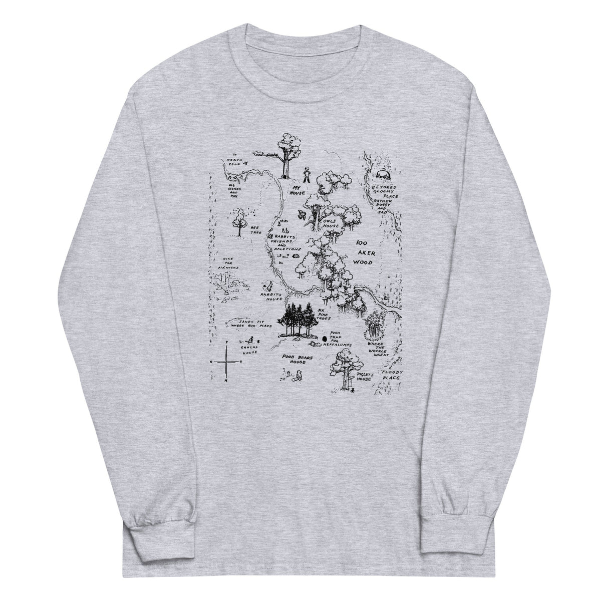 100 Acre Map Unisex Long Sleeve Tee